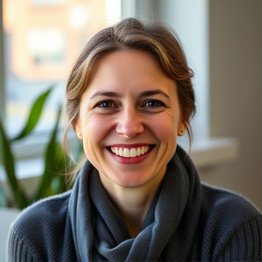 Mme. Claire Garnier, responsable de l'accessibilité chez Studio Lumière Vive, souriant et accueillant.